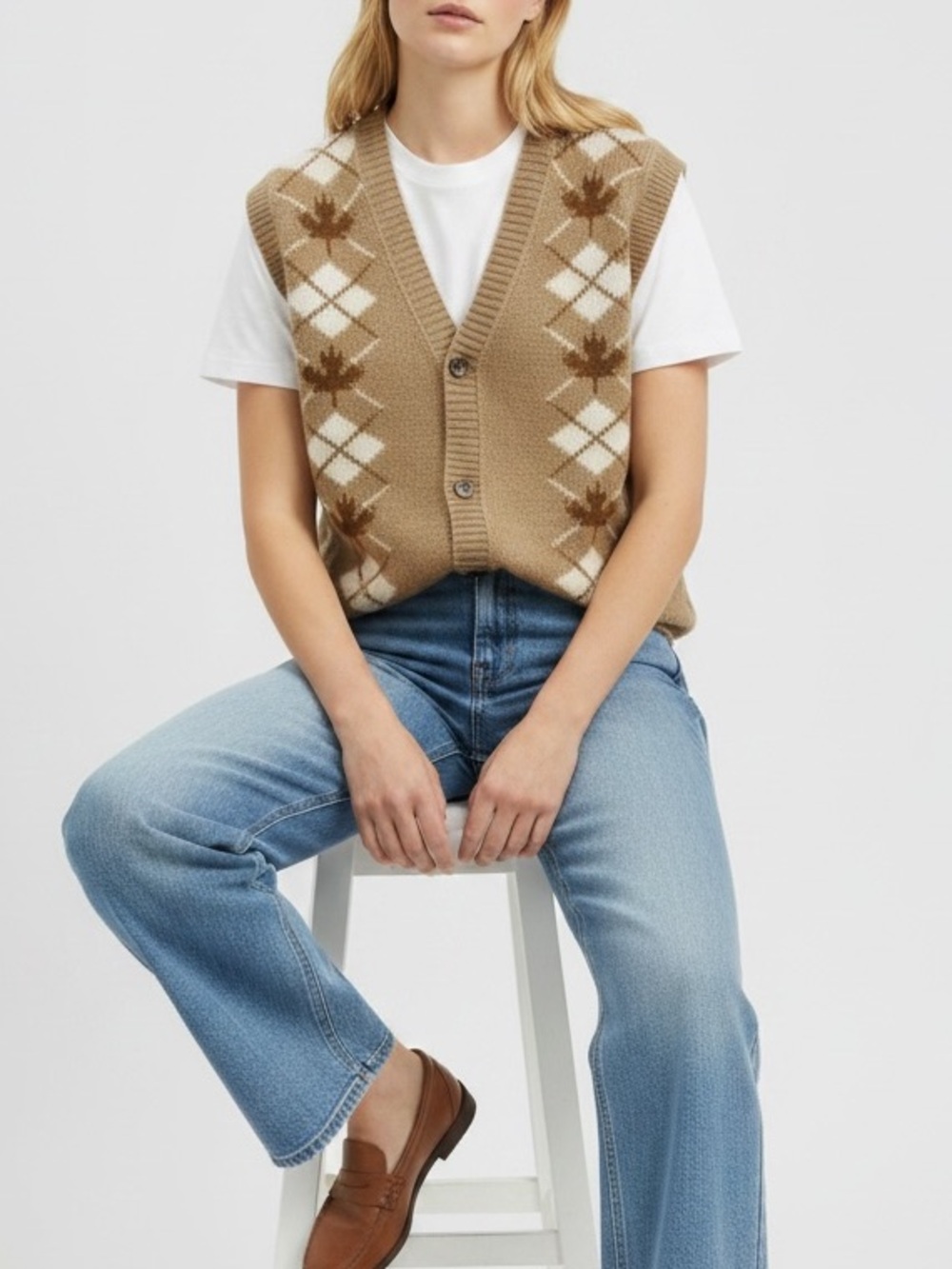 Vintage 90’s Unisex Canadian Maple Leaf Argyle Button Front Sweater Vest